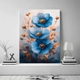 thumbnail image 2 of Mudket Blue and Orange Canvas Wall Art, Framed Ready to Hang, Modern Floral Wall Decor for Living Room Bedroom Office, Abstract Botanical Artwork - 12"L x 8"W, 2 of 10