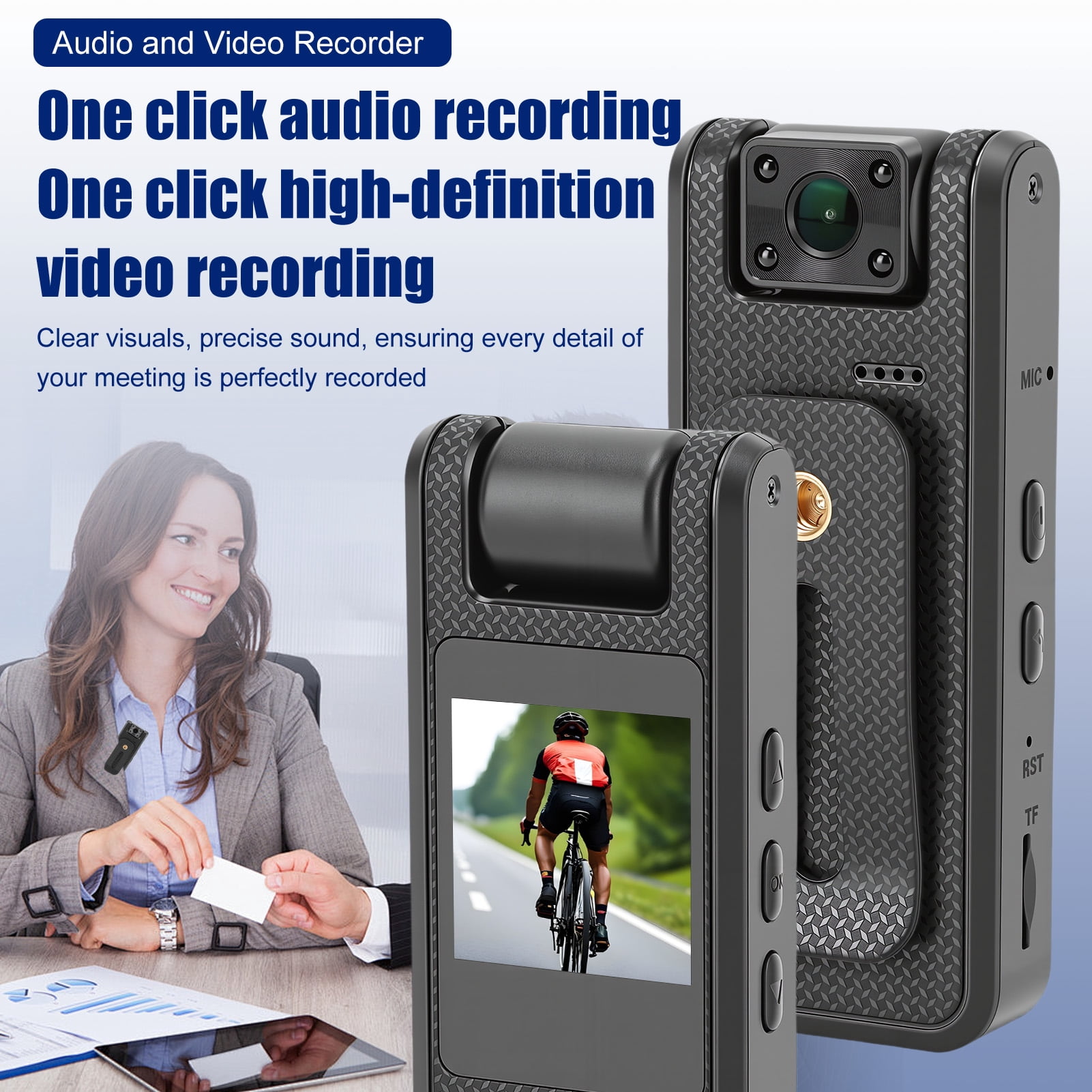 4K Body Camera with Audio & Video Recording, 1.4" Screen Wearable Sports Camera with Night-Vision, 180° Rotating Lens, Portable Small Personal Camcorder for Sport Outdoor Traveling Daily Recorder