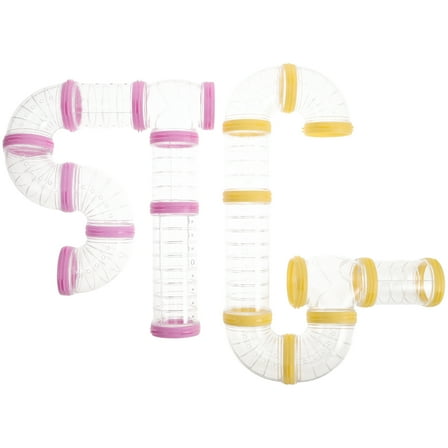 LOLIPPYY 2-Pack Modular Hamster Tunnel Tubes with Plastic for Creative Small Pet Cage Expansion