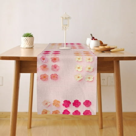 

Flowers Pink Bloom Table Runner Seasonal Fall Winter Kitchen Dining Table Decoration for Home Party Decor 13 x 36 Inch