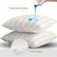 thumbnail image 4 of Throw Pillow Covers 20x20 Inch Set of 2, Cream Striped Waterproof Outdoor Pillow Covers, Modern Farmhouse Cream White Stripes Decorative Cushion Pillowcases for Couch, Sofa, Bed, Garden, Patio, 4 of 9