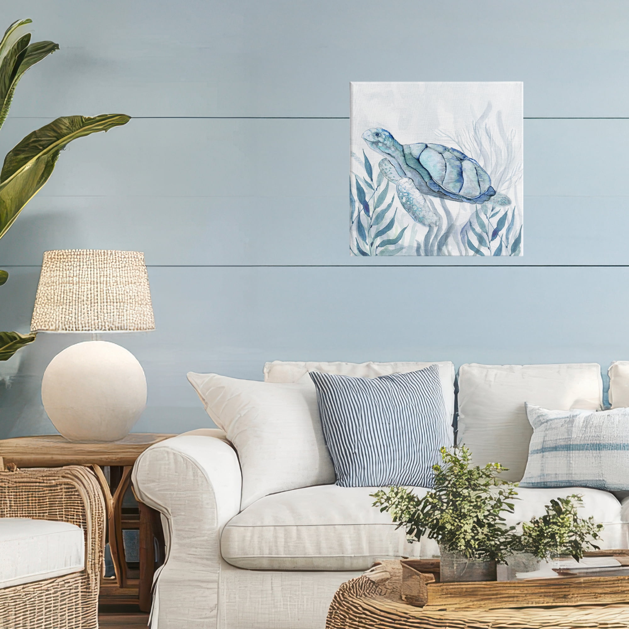 Stupell Industries Sea Turtle with Subtle Smile Canvas Wall Art, design by Janet Tava