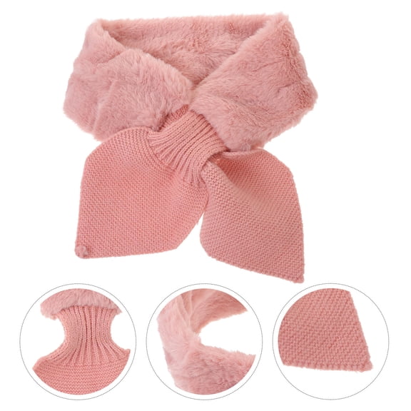 FELTECHELECTR 1Pcs Pink Plush Neck Warmer for Women Polyester Furry Winter Fashion