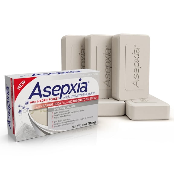 Asepxia Baking Soda Cleansing Bar Acne Treatment Soap with Salicylic Acid – 5 Pack