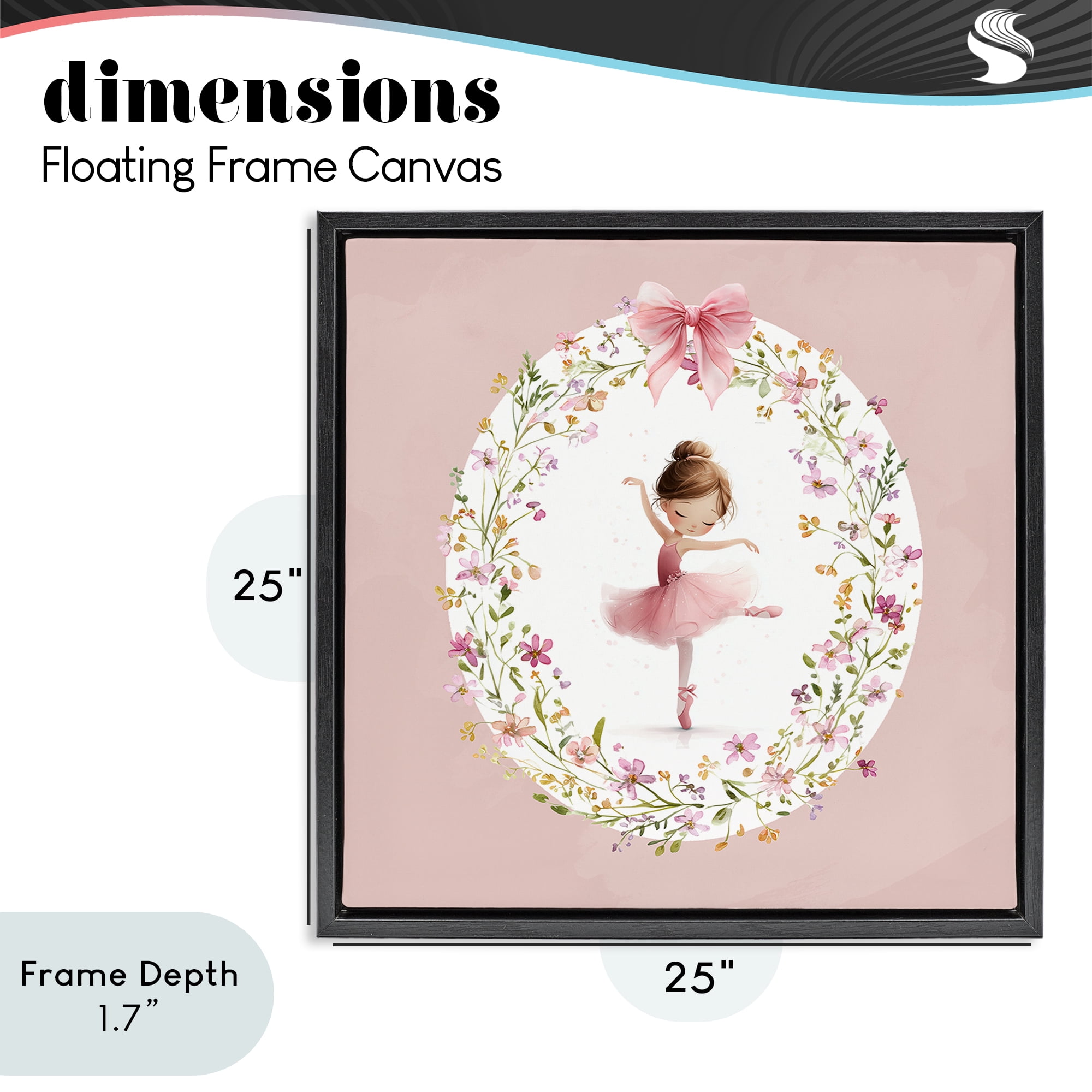 Stupell Industries Ballet Dancing Princess Black Framed Floater Canvas Wall Art, design by Christine Simpson Art