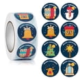 thumbnail image 1 of Christmas Themed Seal Labels Envelope 4 3 Round Stickers Self-Adhesive Scrapbooking DIY Craft Gift Wrapping Decor, Type 8, 1 of 7