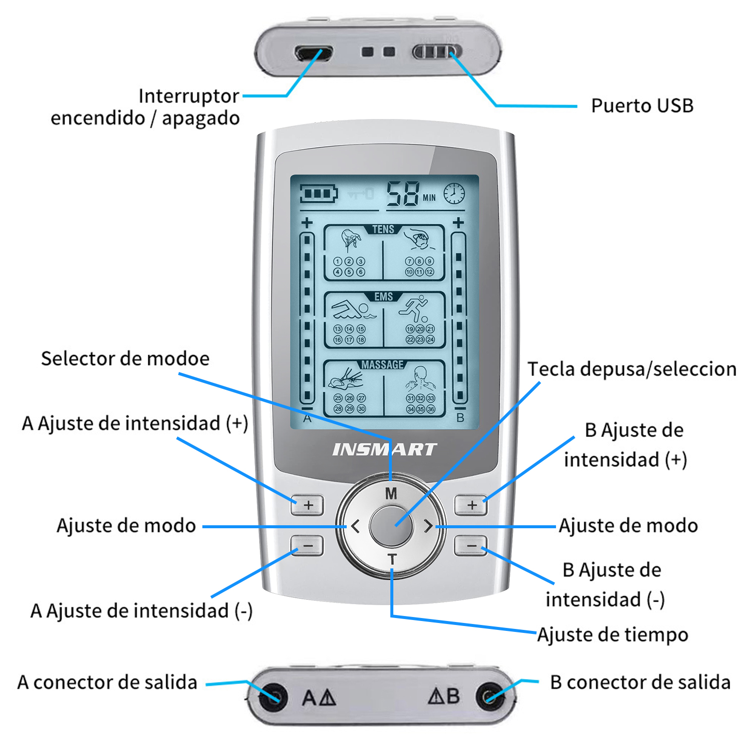 INSMART Portable TENS Unit Rechargeable photo 4