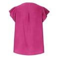 thumbnail image 6 of Womens Dressy Casual Tops Ruffle Petal Short Sleeve V Neck Shirts Elegant Summer Business Work Tunic Blouses, 6 of 7