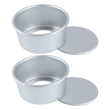 

NICEXMAS 2pcs Aluminum Round Bottom Cake Mold Anode Live Bottom Pie Pan Mini Cake Baking Tray Removable Bakeware Dish Base Cake Tools (Silver)