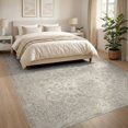 thumbnail image 3 of ODIKA 8'x10' Washable Area Rug Non-Slip Chair-Friendly Mat Beige Decorative Faded Botanical Interlocking Ivory Neutral for Dining Room, Large Office, Lounge, 3 of 7