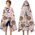 thumbnail image 3 of Pink Baseball Gear Pattern Hooded Bath Towel，60"x35" for Ages 3 To 12 Kids, Quick Dry Lightweight Soft Microfiber Hood Beach Towel Cover Up for Kids, 3 of 7