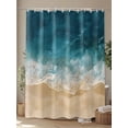 thumbnail image 4 of Shower Curtains Sea Beach Bath Curtain Waves Splash Waterproof Bathroom Shower Curtain Set with Hooks Decoration 72 x 84 Inches, 4 of 7