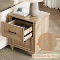 thumbnail image 4 of WAMPAT End Table Nightstand with USB Charging Station,Farmhouse Side Table for Living Room with 2 Drawers,Natural Wood Night Stand Bedside Table for Bedroom,Oak, 4 of 7
