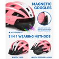 thumbnail image 3 of FUNWICT Adult Bike Helmet with Visor and Goggles for Men Women Mountain Road Bicycle Helmet Rechargeable Rear Light Cycling Helmet, 3 of 10