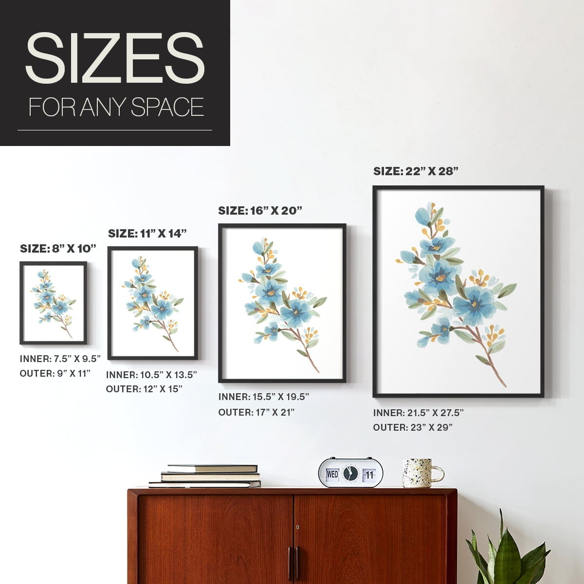 Wildflower Sprig I Framed Print - Solid Wood in Single Picture Frame Solid Wood 2 Framed Print
