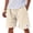 Beige, variant on LWavelet Men's Casual Shorts Summer Beach Solid Color Elastic Waist Drawstring Knee Length Breathable Linen Shorts,Black XL