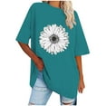 thumbnail image 2 of WREESH Women's Loose Short Sleeve Crew Neck T-Shirt Oversized Graphic Summer Top Blue, 2 of 5