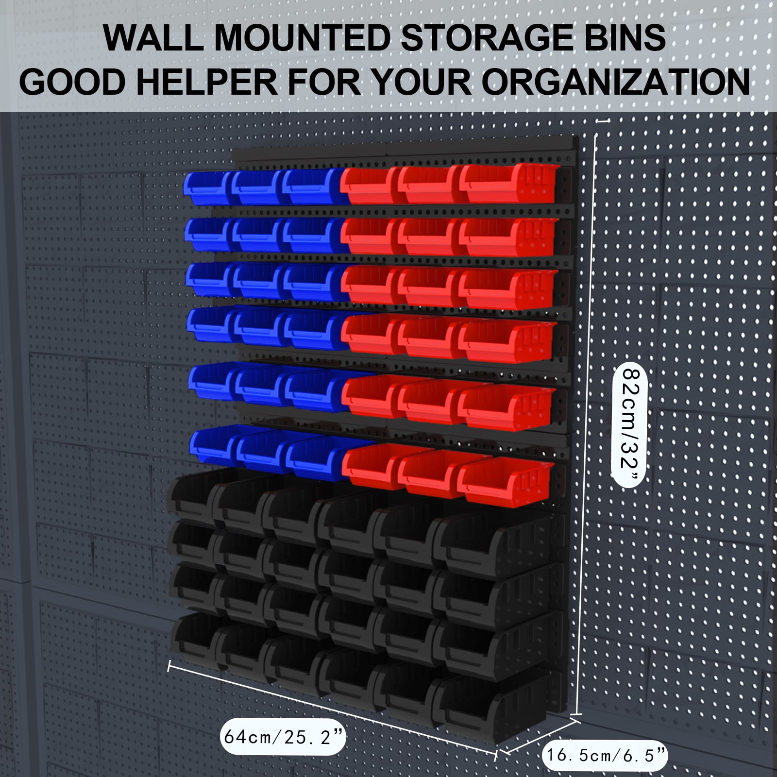 60 Pcs Wall Mounted Storage Bins, Heavy Duty Garage Organizer System, Wall Mount Tool Organizer for Hardware