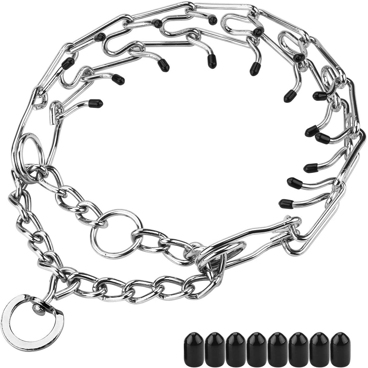 Dog Choke Training Collar 24" With x 2 Swivel D Ring Buckles Steel Chains 