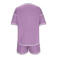 thumbnail image 5 of 2 Piece Loungewear Set for Women Knit Matching Sets Short Sleeve Top with Lounge Shorts 2PCS Outfits, 5 of 5