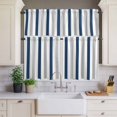thumbnail image 4 of 3 Piece Kitchen Curtains and Valances Set Navy Blue Striped Cafe Curtains 36 Inch Length Geometric Grey White Vertical Stripes Valance & Tier Curtain for Living Room Bedroom Window 54"x18"+27"x36"*2, 4 of 6