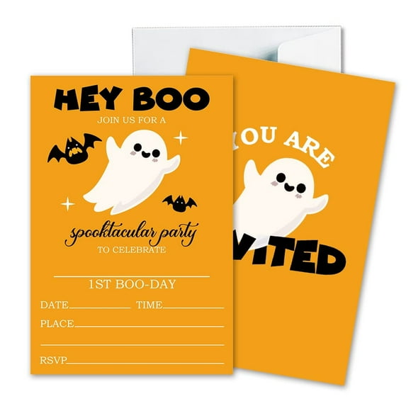 Spooktacular Fill-in Invitations Set - 25 Fun Cards with Envelopes for Halloween Parties, Featuring Pumpkins, Ghosts, and Monsters for Kids and Adults, 4"x6"