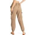 thumbnail image 3 of C'est Toi Women's High Rise Baggy Cargo Woven Tencel Jogger Pants (Khaki, Small), 3 of 3