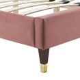 thumbnail image 6 of Platform Bed Frame, Tufted, King Size, Pink, Velvet, Mid Century Bedroom, Modern Contemporary Boutique HB35638, 6 of 8
