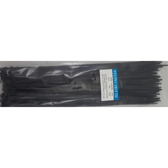 14” Black Nylon Cable Tie Zip Heavy Duty Plastic Wire - Pack Of 100Pcs