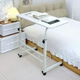 thumbnail image 2 of Adjustable Bedside Table with Wheels Portable Overbed TV Tray Table Movable Hospital Home Couch Side Standing Laptop Computer Desk, 2 of 10