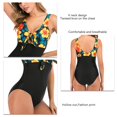 thumbnail image 5 of Traje de baño de una pieza para mujer, moda y corte ajustado, cuello en V, nudo torcido en el pecho, traje de baño para mujer para nadar en la playa, flores amarillas XL, 5 of 5