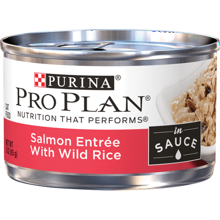 (24 Pack) Purina Pro Plan Wet Cat Food Salmon Entree With Wild Rice in Sauce 3 oz. Pull-Top Cans