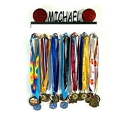 Custom Personalized Name Basketball Team Player Sports Medal Holder, Awards Display Organizer Hanger Rack with Hooks for 60+ Medals, Ribbons, Sports Of A Kind Made To Order With Your Name On It.