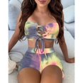 thumbnail image 4 of CILENON Womens 2 Piece Outfits Summer Women's Lace Up Strapless Shorts Set Tie Dye Printed Casual Shorts 2 Piece Set Womens Two Piece Outfits Summer Short Sets for Women (Gray,S), 4 of 4