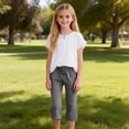 thumbnail image 6 of ITSAME Girls Cotton Linen Pants, Loose Fit Plaid Print Elastic Waist Kids Casual Fashion Pants with Pockets Black 13T, 6 of 9