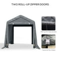 thumbnail image 4 of Gazebo Carport Outsunny 8' x 7' Carport Portable Garage, Heavy Duty Storage Tent, Patio Storage Shelter w/ Anti-UV PE Cover and Double Zipper Doors, for Motorcycle Bike Garden Tools, Dark Gray,Outdoo, 4 of 10