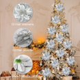 thumbnail image 3 of 24 Pieces 5.5 Inch Christmas Poinsettia Flower Christmas Glitter Artificial Flower with Clips and Sticks Xmas Tree Ornament for Home Wreath Garland Party Decor, 3 of 7