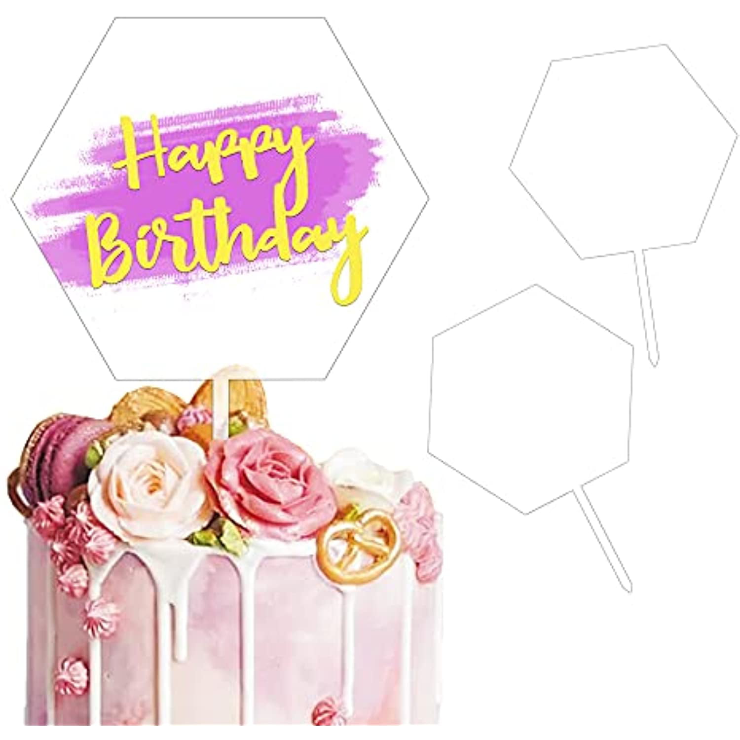 Golden Beautiful Acrylic Cake Toppers, Packaging Type: Box