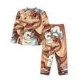 thumbnail image 2 of Goofa Dinosaur Baking Delight Printed Women’s 2 Piece Pajama Set Super,Pajamas Women's Long Sleeve Sleepwear Soft Button Down Loungewear Pjs Lounge Set Nightwear-Large, 2 of 9