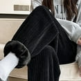thumbnail image 6 of Lovskoo Fleece Lined Pants Women Plush and Thickened Solid Color Loose Casual Straight Leg Large Size Long Pants Black, 6 of 7