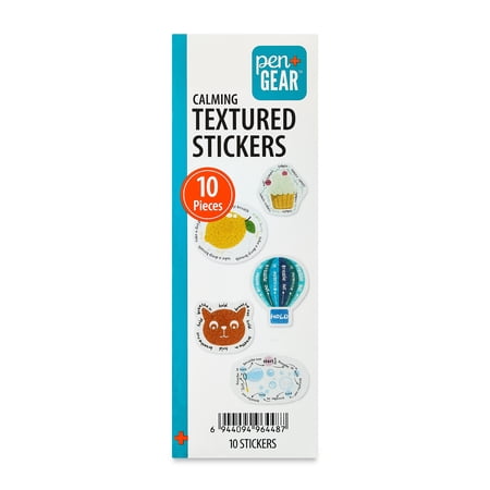 Pen+Gear Calm Sticker Trendy, 10 -Count Sensory Stickers for Anxiety Relief, Pastel Textured Adhesive Sheets, Character Group: Various Patterns.