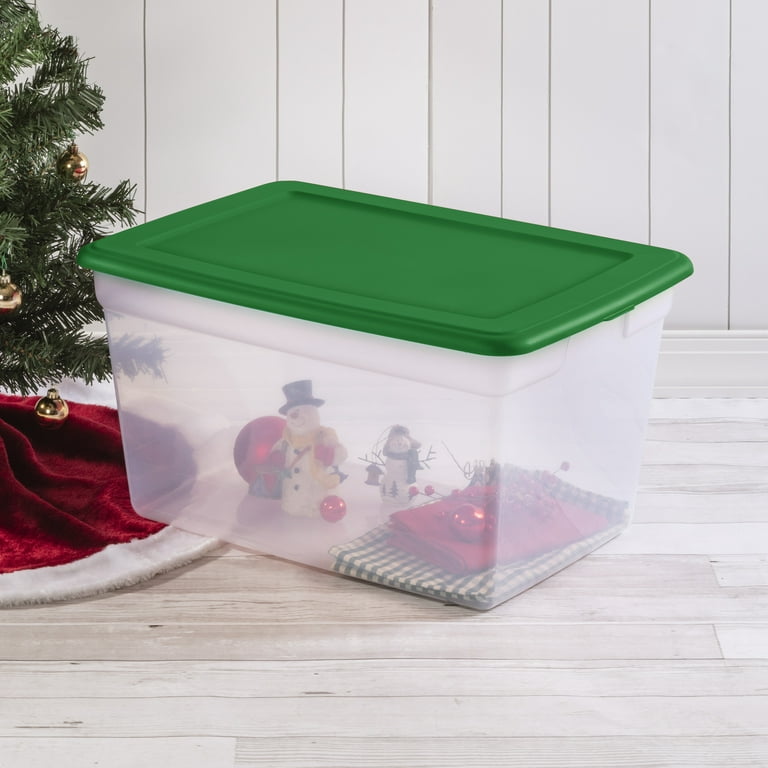 Ayieyill 128-Count Christmas Ornament Storage Box Large, Holiday Plastic Ornament Organizer Box, Green