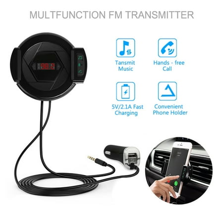 Mps Fm Hand-Free Car Phone Clip FM Transmitter Bluetooth MPS Player Car Charger Mobile Phone Holder for 2.1-3.2 Inch Mobile Phone ()