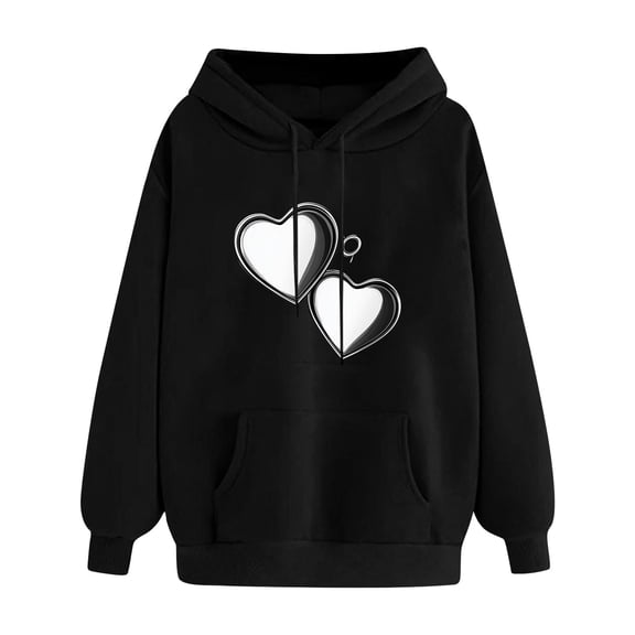 EchfiProm Valentines Sweatshirt for Womens Fall Hoodies Hooded Black Pullover Graphic Ladies Tops Long Sleeve
