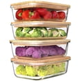 thumbnail image 1 of Juego de 4 Contenedores Urban Green de Vidrio para Alimentos de 35oz con Tapas de Bambú, 1 of 7