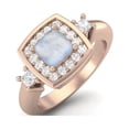 thumbnail image 2 of 5 MM Cushion Natural Moonstone 925 Sterling Silver Rose Vermeil Side Stone Women Mother's Day Gift Bridal Ring, 2 of 3