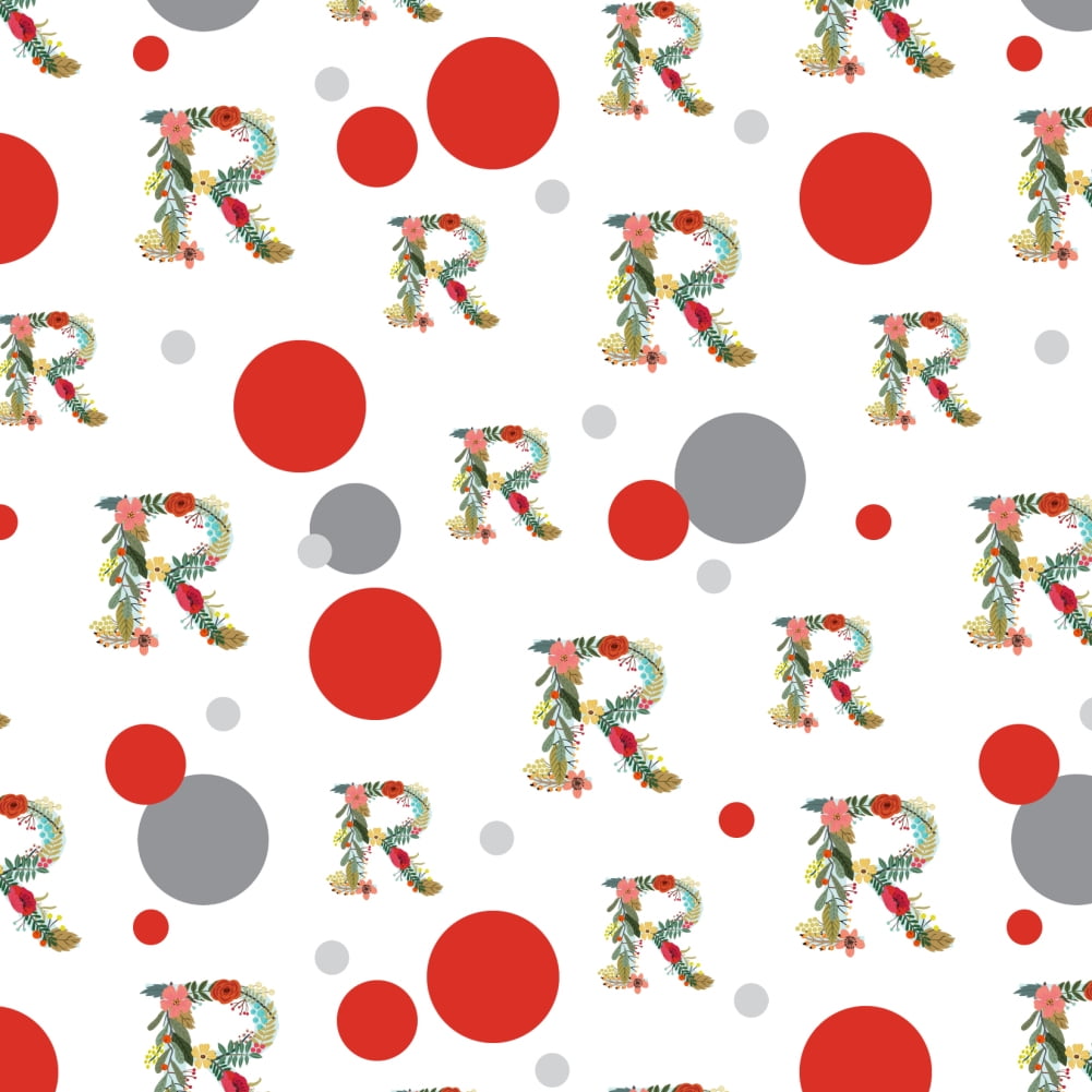 Letter R Floral Monogram Initial Premium Gift Wrap Wrapping Paper Roll ...