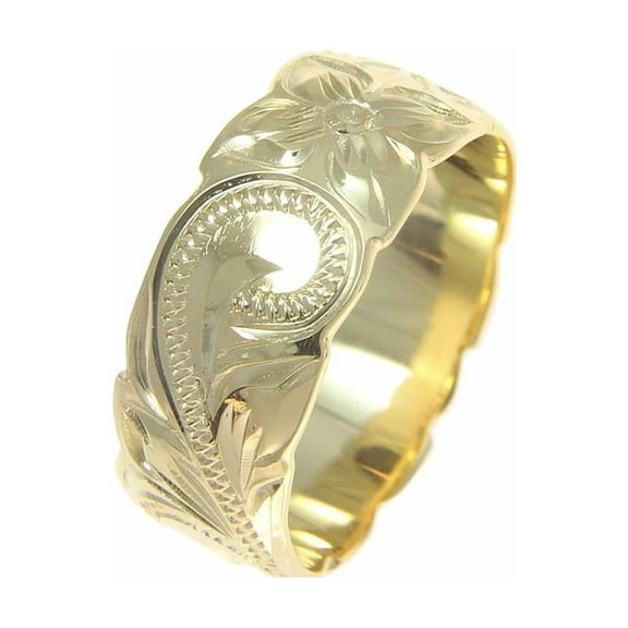 Yellow gold plated 925 sterling silver Hawaiian 8mm plumeria flower scroll cut out edge ring size 3 to 12