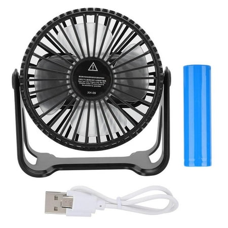 

cusimax Desktop Fan 3.5W DC 5V Rechargeable USB Mini Three-Gears Fan Portable for Student(Black )