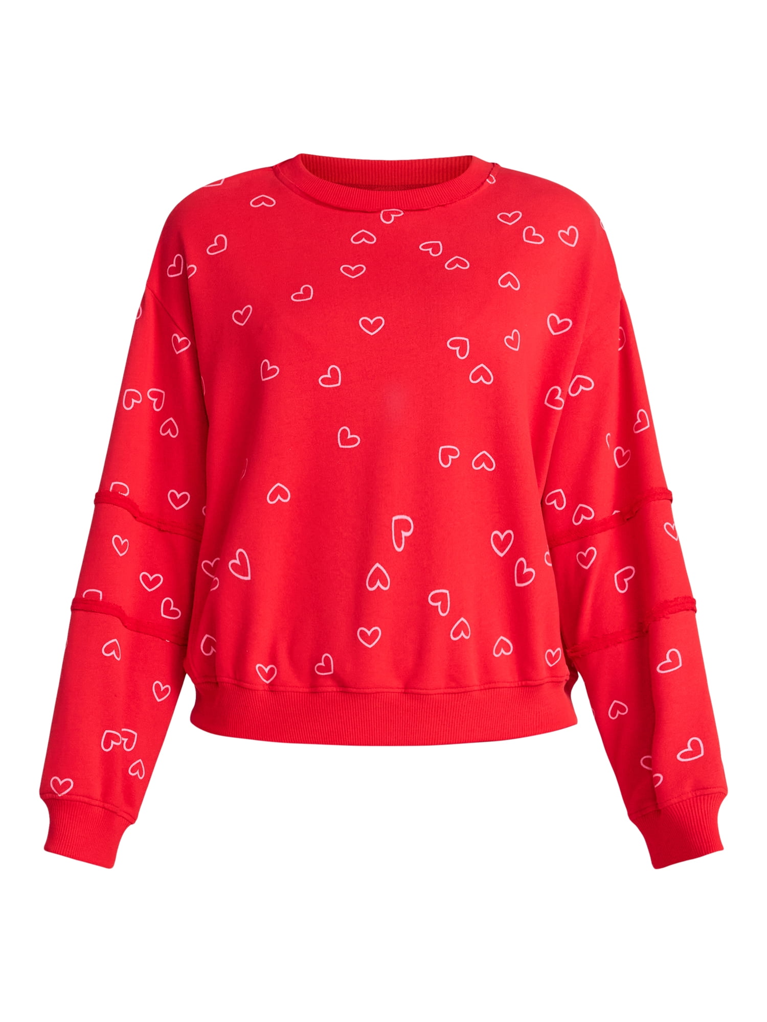 Valentine's Day Women's Love Scatter Graphic Fleece Top from Way to Celebrate, Sizes S-XXXL